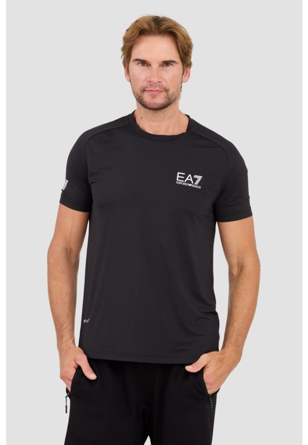 EA7 Emporio Armani - EA7 Czarny męski t-shirt Ventus 7, Rozmiar L. Kolor: czarny