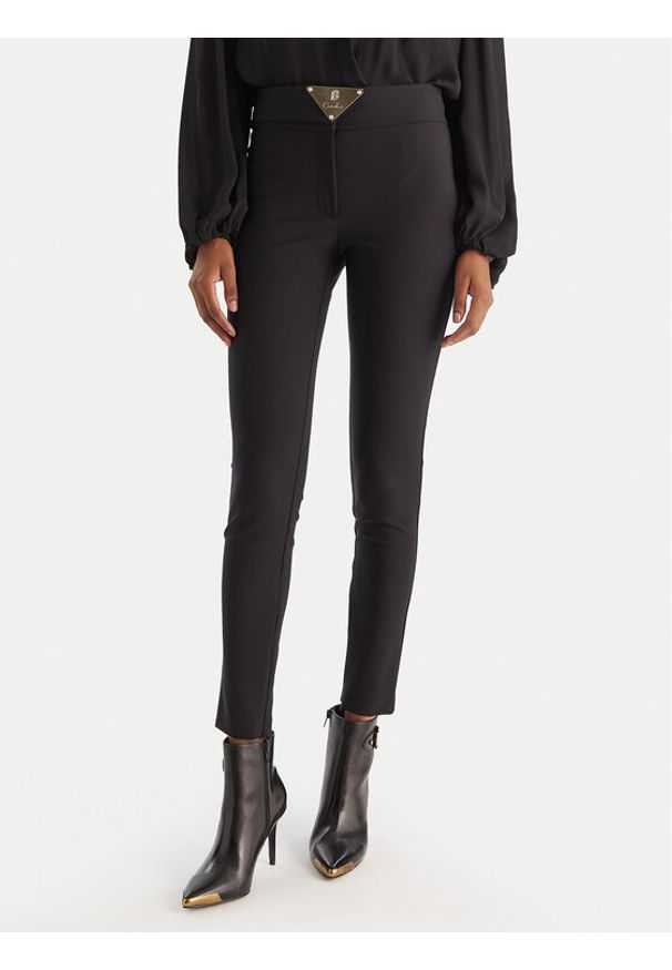 Babylon Spodnie materiałowe E00057 Czarny Slim Fit. Kolor: czarny. Materiał: syntetyk