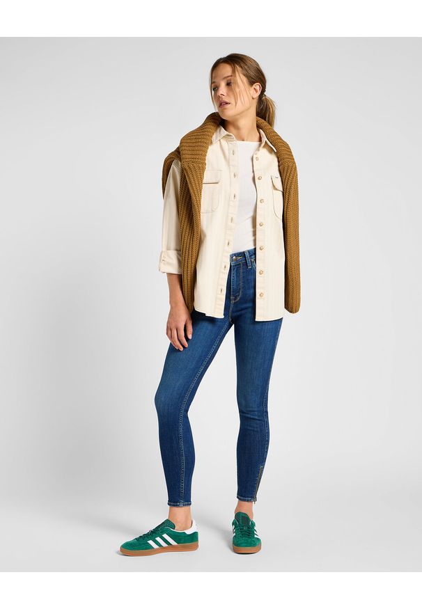 Lee - LEE DAMSKIE SPODNIE JEANSOWE SCARLETT HIGH ZIP INDIGO REALNES 112355547 L31B016319