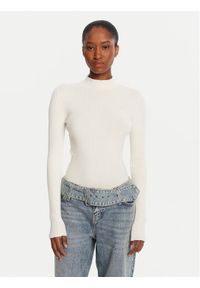 Hugo - HUGO Sweter Sarmie_B 50522578 Écru Slim Fit. Materiał: syntetyk