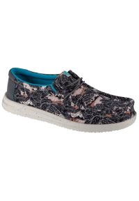 Hey dude - Buty Hey Dude Wally H2O Tropical M 40702-0HI czarne. Okazja: na co dzień. Zapięcie: bez zapięcia. Kolor: czarny. Materiał: materiał, syntetyk. Szerokość cholewki: normalna. Styl: casual