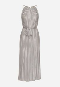 Born2be - Szara Plisowana Sukienka na Cienkich Ramiączkach Wiązana w Talii Virsea. Okazja: na wesele, na studniówkę, na ślub cywilny. Kolor: szary. Długość rękawa: na ramiączkach. Styl: klasyczny #5