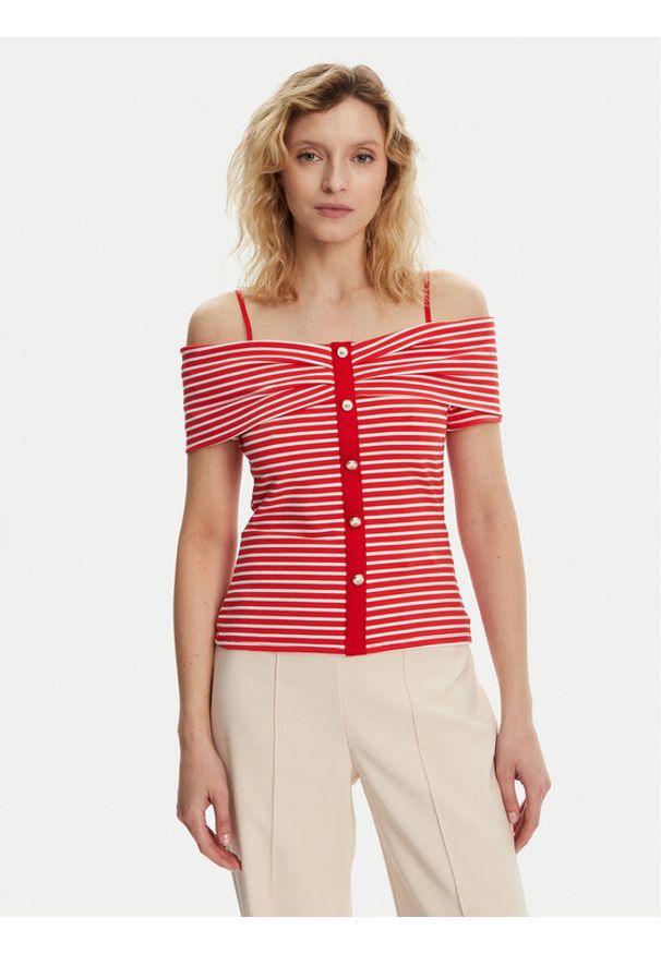 Morgan Bluzka 241-DROPEZ Czerwony Slim Fit. Kolor: czerwony. Materiał: syntetyk