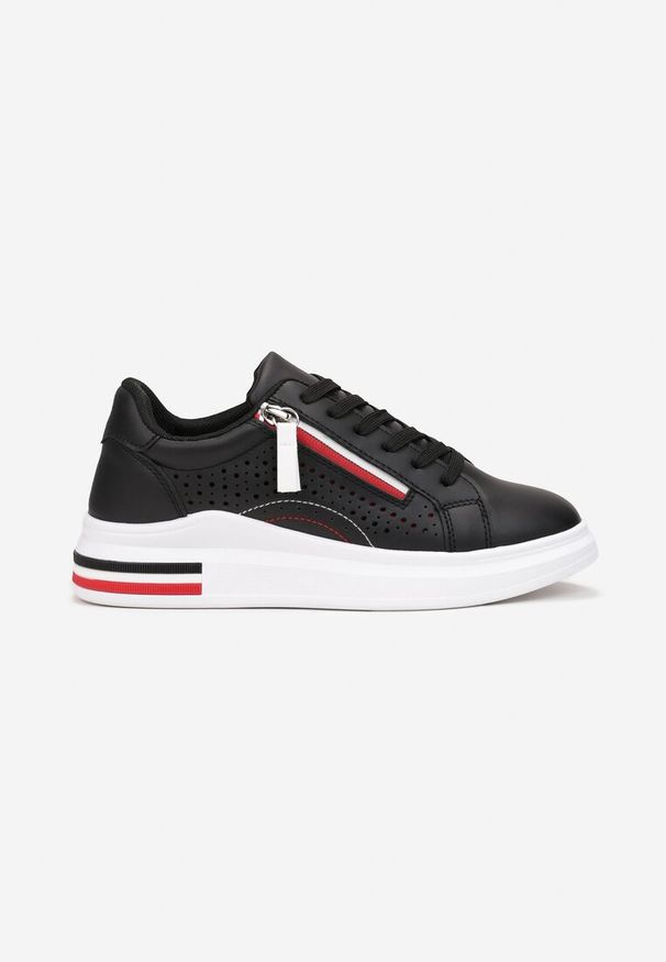 Born2be - Czarne Sneakersy z Suwakiem i Ażurowymi Wycięciami Na Bokach Inasusan. Nosek buta: okrągły. Kolor: czarny. Szerokość cholewki: wąska. Wzór: ażurowy. Obcas: na płaskiej podeszwie