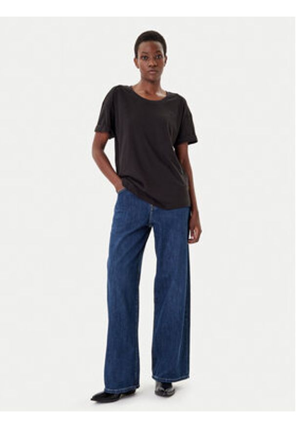 G-Star RAW - G-Star Raw T-Shirt Rolled Up D24524-4107 Czarny Loose Fit. Kolor: czarny. Materiał: bawełna