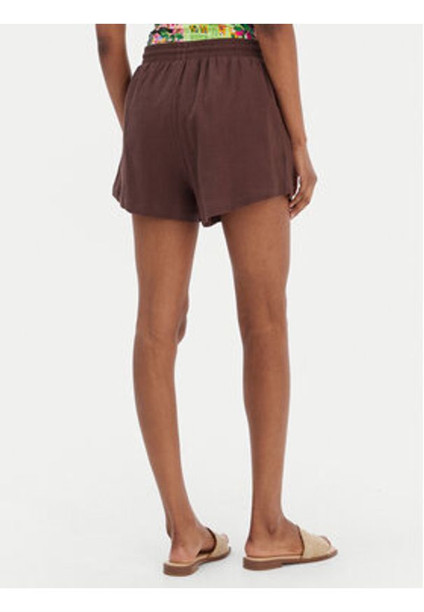 Seafolly Szorty materiałowe Crinkle 55429-SH Brązowy Regular Fit. Kolor: brązowy. Materiał: bawełna