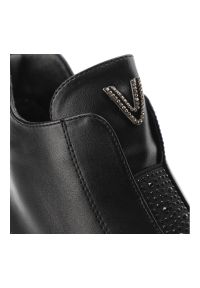 Czarne Botki S.Barski Eleganckie Obuwie Damskie. Okazja: na co dzień. Kolor: czarny. Materiał: skóra ekologiczna. Wzór: aplikacja. Sezon: zima, jesień. Obcas: na obcasie. Styl: elegancki. Wysokość obcasa: niski #6
