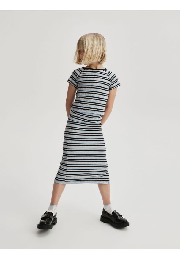 Reserved - Długa spódnica w paski - wielobarwny. Materiał: dzianina, wiskoza. Długość: długie. Wzór: paski