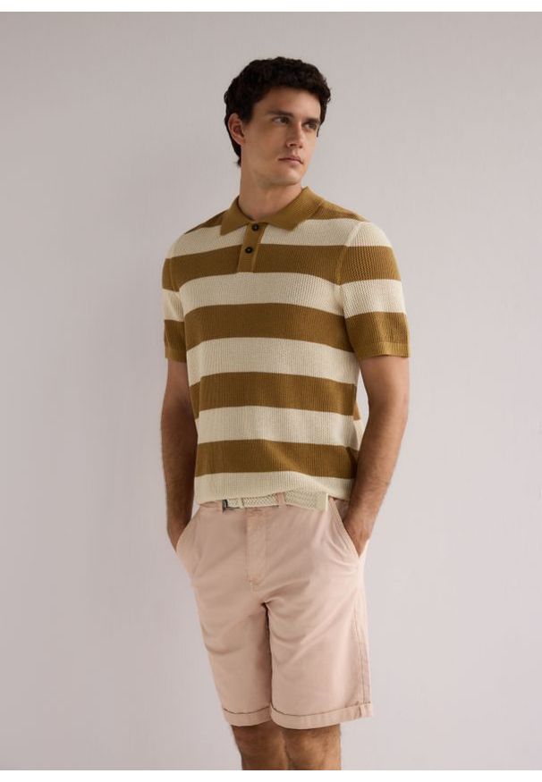 Reserved - Szorty slim fit - różowy. Kolor: różowy. Materiał: bawełna, tkanina