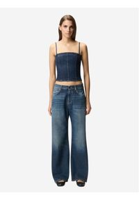 Pinko - PINKO Jeansy Wanda wide leg soft ocean Granatowy Regular Fit. Kolor: niebieski