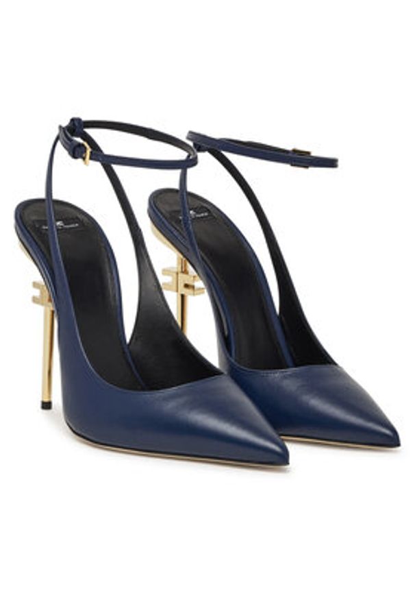Elisabetta Franchi Szpilki SA-26B-51E2 Granatowy. Kolor: niebieski. Materiał: skóra. Obcas: na szpilce