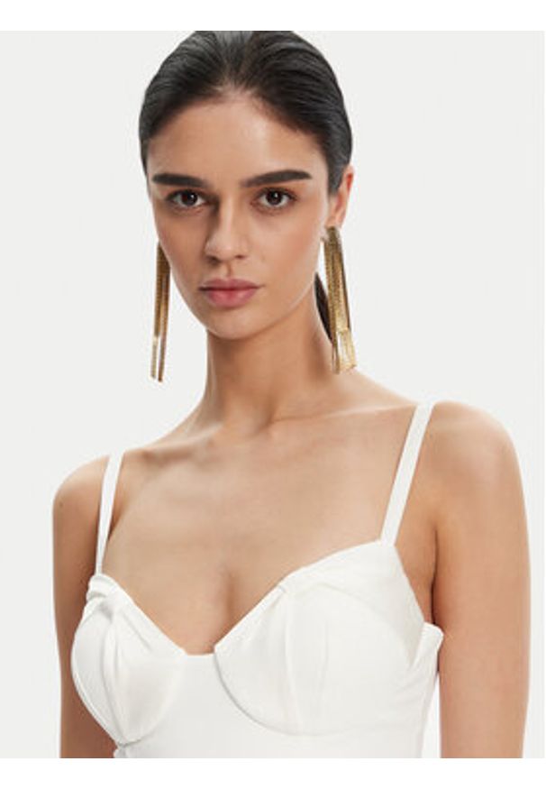 Elisabetta Franchi Sukienka koktajlowa AB-702-51E2 Biały Regular Fit. Kolor: biały. Materiał: syntetyk. Styl: wizytowy