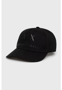 Armani Exchange czapka kolor czarny gładka. Kolor: czarny. Wzór: gładki #1