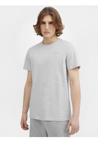 4f - T-shirt regular gładki męski. Kolor: szary. Materiał: wiskoza, dzianina. Wzór: gładki