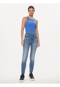 Tommy Jeans Top Essential DW0DW17382 Niebieski Slim Fit. Kolor: niebieski. Materiał: bawełna