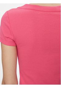 Tommy Jeans T-Shirt Tjw Slim Badge Rib Tee Ss DW0DW17396 Różowy Slim Fit. Kolor: różowy. Materiał: bawełna #2