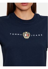 Tommy Jeans T-Shirt Crest Linear DW0DW18795 Granatowy Regular Fit. Kolor: niebieski. Materiał: bawełna