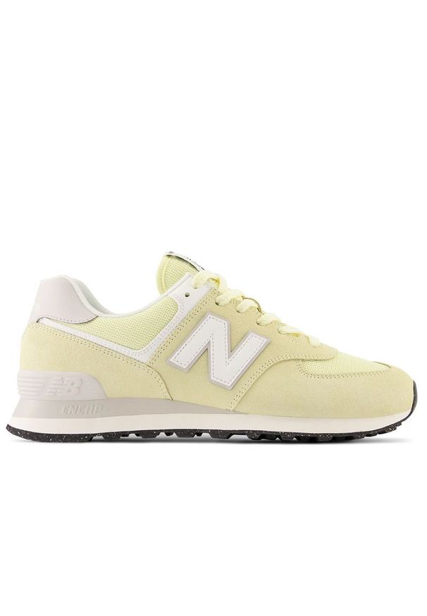 Buty New Balance U574Y2W - żółte. Kolor: żółty. Materiał: guma, syntetyk, zamsz, materiał, skóra. Szerokość cholewki: normalna. Model: New Balance 574