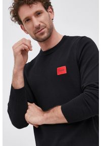 Hugo Sweter 50459532 męski kolor czarny. Okazja: na co dzień. Kolor: czarny. Materiał: materiał. Długość rękawa: długi rękaw. Długość: długie. Wzór: aplikacja. Styl: casual #3