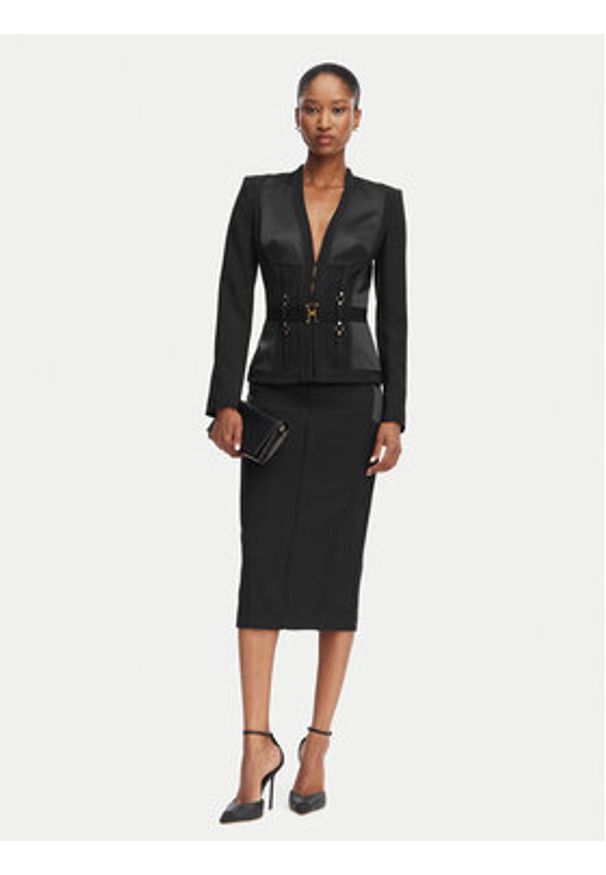 Elisabetta Franchi Spódnica ołówkowa GO-148-62E2-V440 Czarny Slim Fit. Kolor: czarny. Materiał: syntetyk