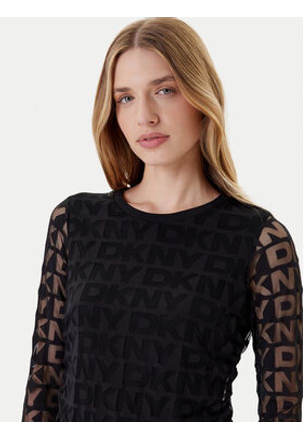 DKNY Bluzka P53HFWMF Czarny Regular Fit. Kolor: czarny. Materiał: syntetyk