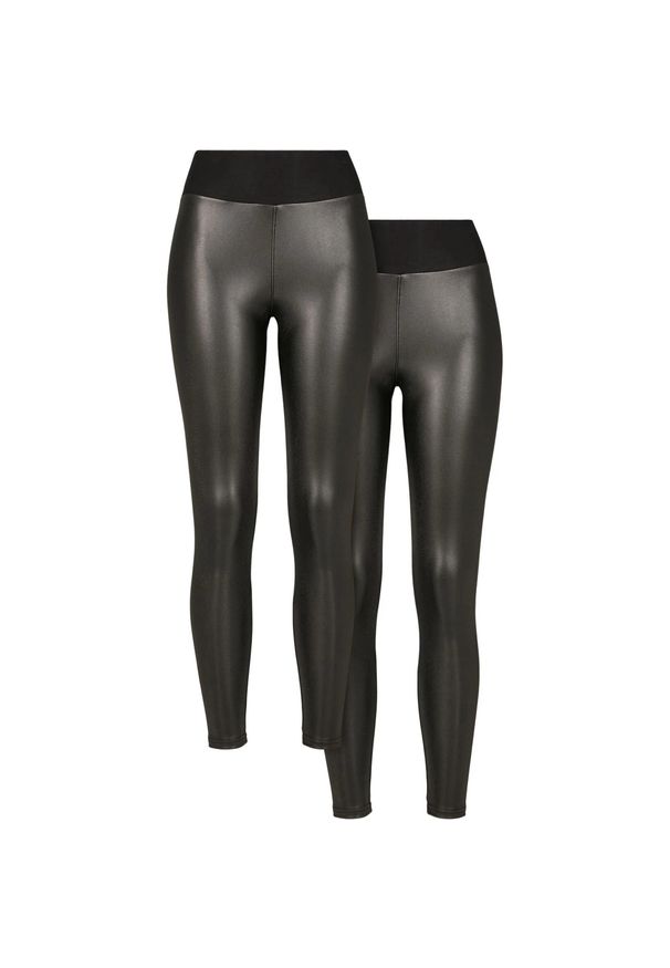 Urban Classics - Legginsy Damskie Ze Skóry Ekologicznej Z Wysokimi Stanami 2pak. Stan: podwyższony. Kolor: czarny, wielokolorowy, brązowy, zielony. Materiał: skóra ekologiczna. Sport: turystyka piesza