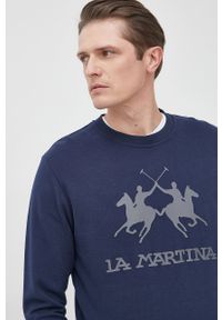 La Martina bluza bawełniana męska kolor granatowy z aplikacją. Okazja: na co dzień. Kolor: niebieski. Materiał: bawełna. Wzór: aplikacja. Styl: casual #3