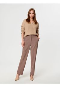 Sinsay - Spodnie eleganckie - fioletowy. Kolor: fioletowy. Materiał: materiał. Styl: elegancki
