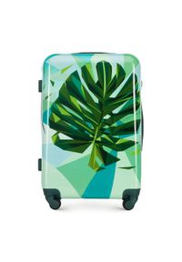 Wittchen - Średnia walizka z ABS-u z nadrukiem zielono-niebieska. Kolor: zielony, niebieski, wielokolorowy. Materiał: guma. Wzór: nadruk. Styl: wakacyjny