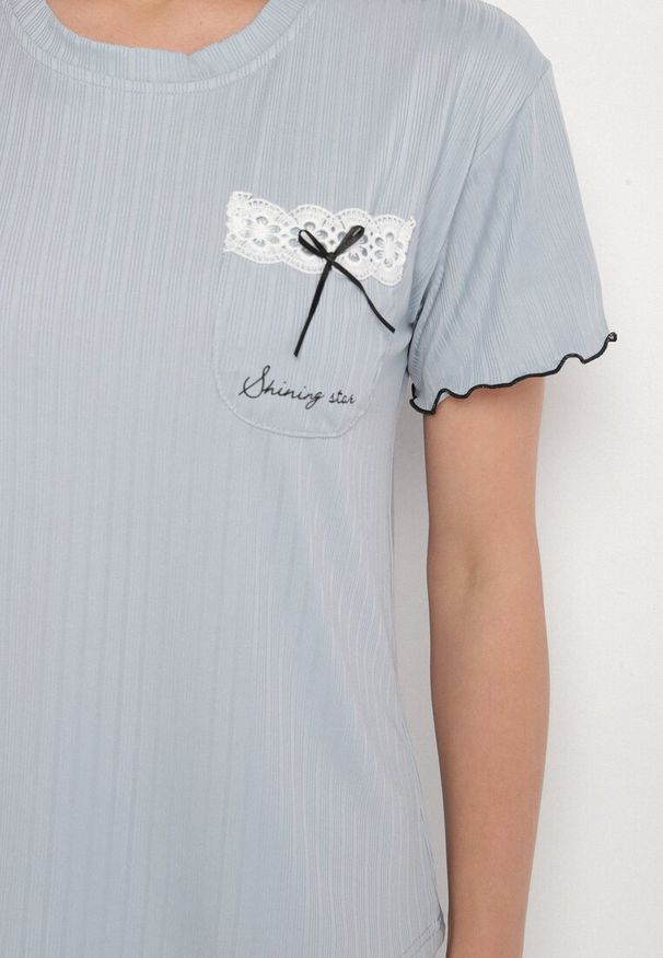 Born2be - Jasnoszary Komplet Piżamowy T-shirt i Spodnie Milarunea. Kolekcja: plus size. Kolor: szary