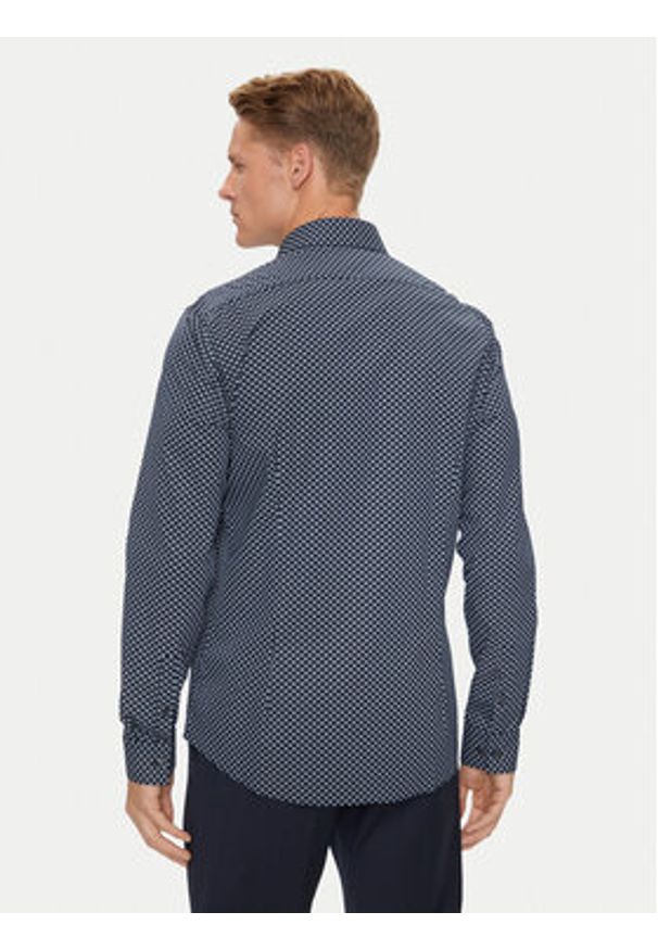 Calvin Klein Koszula Poplin 2Tones Print Slim K10K113545 Granatowy Slim Fit. Kolor: niebieski. Materiał: bawełna. Wzór: nadruk