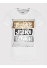 Pepe Jeans T-Shirt Tyler PL505351 Biały Regular Fit. Kolor: biały. Materiał: wiskoza