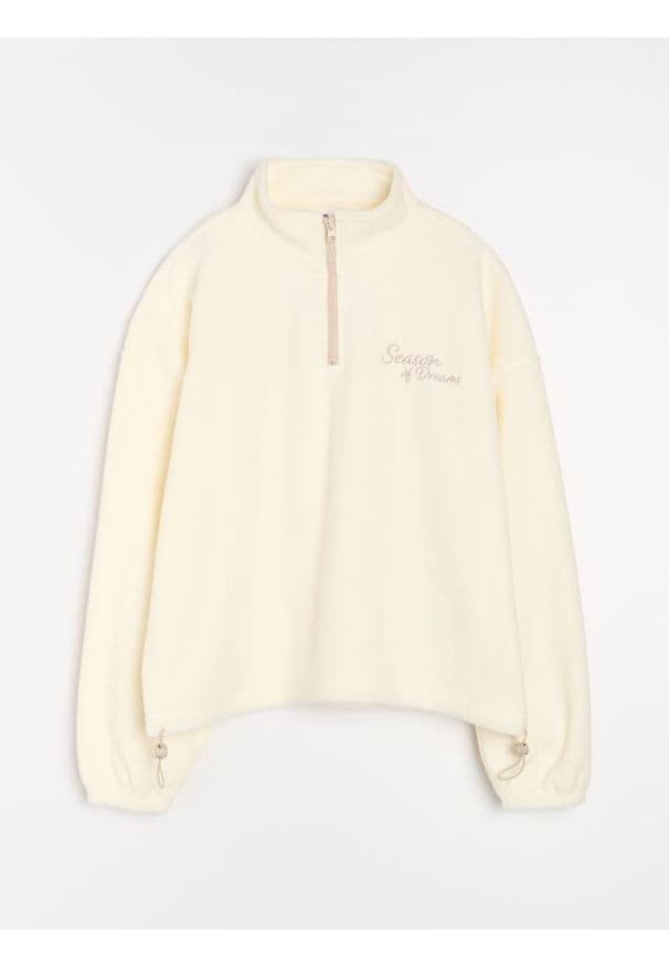 Sinsay - Bluza crewneck z napisem - kremowy. Kolor: kremowy. Wzór: napisy