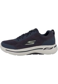 skechers - Buty sportowe Sneakersy męskie, Skechers Go Walk Arch Fit. Kolor: niebieski. Materiał: tkanina