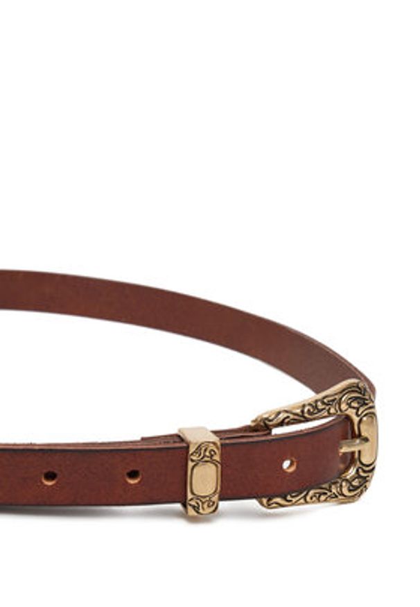 only - ONLY Pasek Damski Onlty Slim Leather Wester Jeans Belt Acc 15338269 Brązowy. Kolor: brązowy. Materiał: skóra