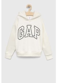 GAP bluza dziecięca kolor biały z kapturem z nadrukiem. Okazja: na co dzień. Typ kołnierza: kaptur. Kolor: biały. Wzór: nadruk. Styl: casual #1