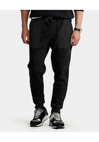 Ralph Lauren - RALPH LAUREN - Czarne spodnie dresowe z kontrastowymi kieszeniami. Kolor: czarny. Materiał: dresówka. Wzór: haft