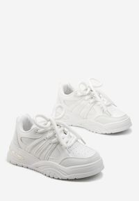 Renee - Białe Sneakersy na Grubej Podeszwie z Brokatem Lenema. Okazja: na co dzień. Kolor: biały #2