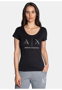 Koszulka damska czarna Armani Exchange 8NYT83 YJ16Z 1200. Kolor: czarny