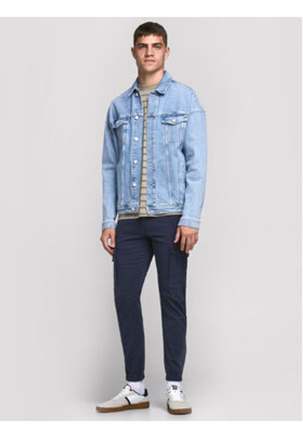 Jack & Jones Spodnie materiałowe Paul 12169582 Granatowy Tapered Fit. Kolor: niebieski. Materiał: bawełna