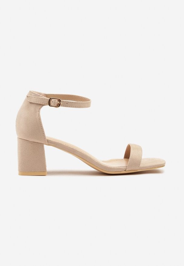 Born2be - Ciemnobeżowe Sandały Vices na Słupkowym Obcasie z Kwadratowym Noskiem Galonea. Okazja: na co dzień. Kolor: beżowy. Obcas: na obcasie. Styl: elegancki, casual. Wysokość obcasa: średni