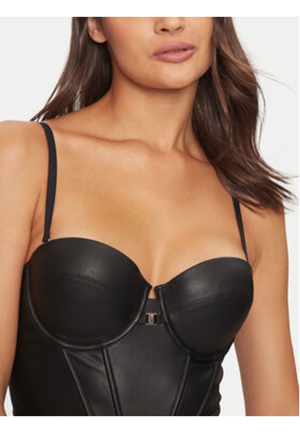 Guess Biustonosz top O4BC11 WGI80 Czarny. Kolor: czarny. Materiał: skóra