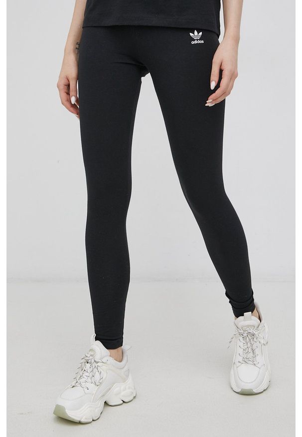 adidas Originals Legginsy Adicolor HD2352 damskie kolor czarny gładkie. Kolor: czarny. Materiał: bawełna, dzianina. Wzór: gładki
