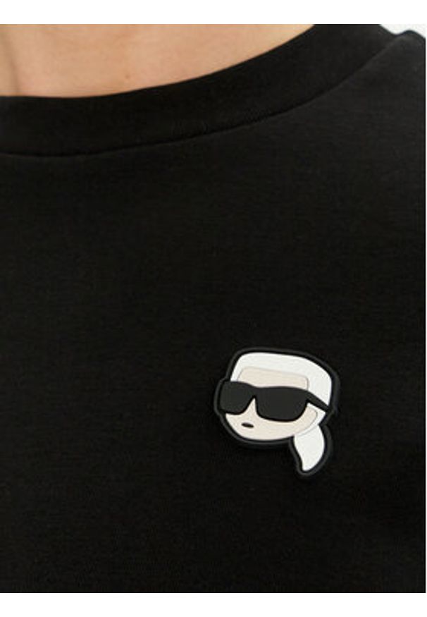 Karl Lagerfeld - KARL LAGERFELD Bluza 705710 500900 Czarny Regular Fit. Typ kołnierza: dekolt w karo. Kolor: czarny. Materiał: bawełna