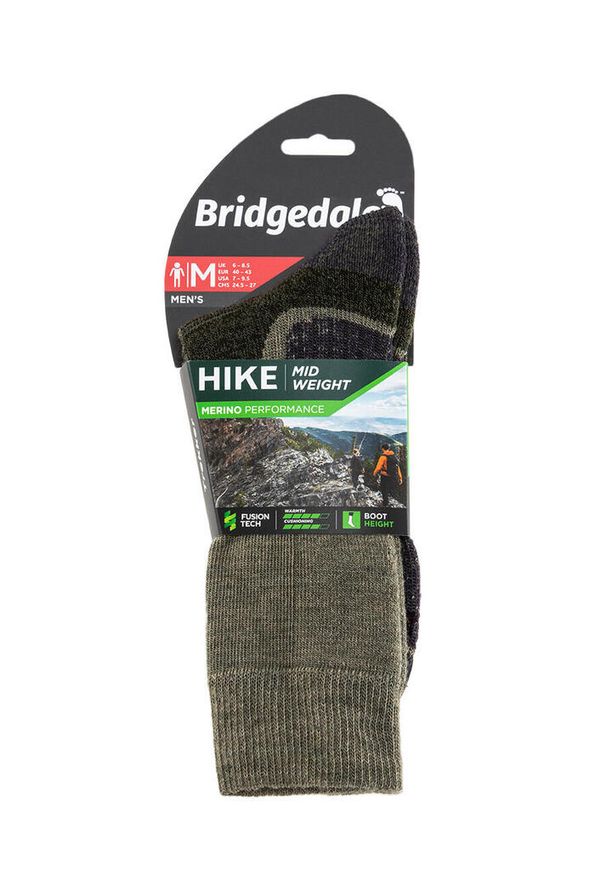BRIDGEDALE - Skarpety trekkingowe Bridgedale Hike Mid Merino P Boot. Kolor: zielony
