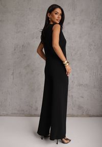 Renee - Czarny Komplet z Wiskozą Szerokie Spodnie i Kamizelka z Aplikacjami 3D Hirimi. Kolor: czarny. Materiał: wiskoza. Wzór: aplikacja #2