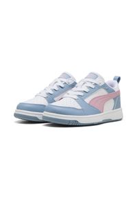 Puma - Dziecięce sneakersy Rebound V6 Lo PUMA White Poised Pink Cool Blue. Kolor: biały, różowy, niebieski, wielokolorowy