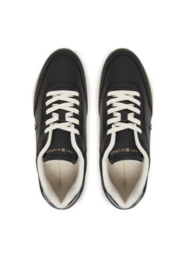 TOMMY HILFIGER - Tommy Hilfiger Sneakersy Chic Fashion Runner FW0FW08695 Czarny. Kolor: czarny. Materiał: skóra
