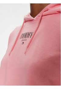 Tommy Jeans Bluza Essential Logo DW0DW17797 Różowy Relaxed Fit. Kolor: różowy. Materiał: syntetyk