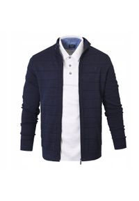 Rozpinany Sweter Męski (Kardigan) - Pako Jeans - Granatowy. Kolor: niebieski. Materiał: bawełna